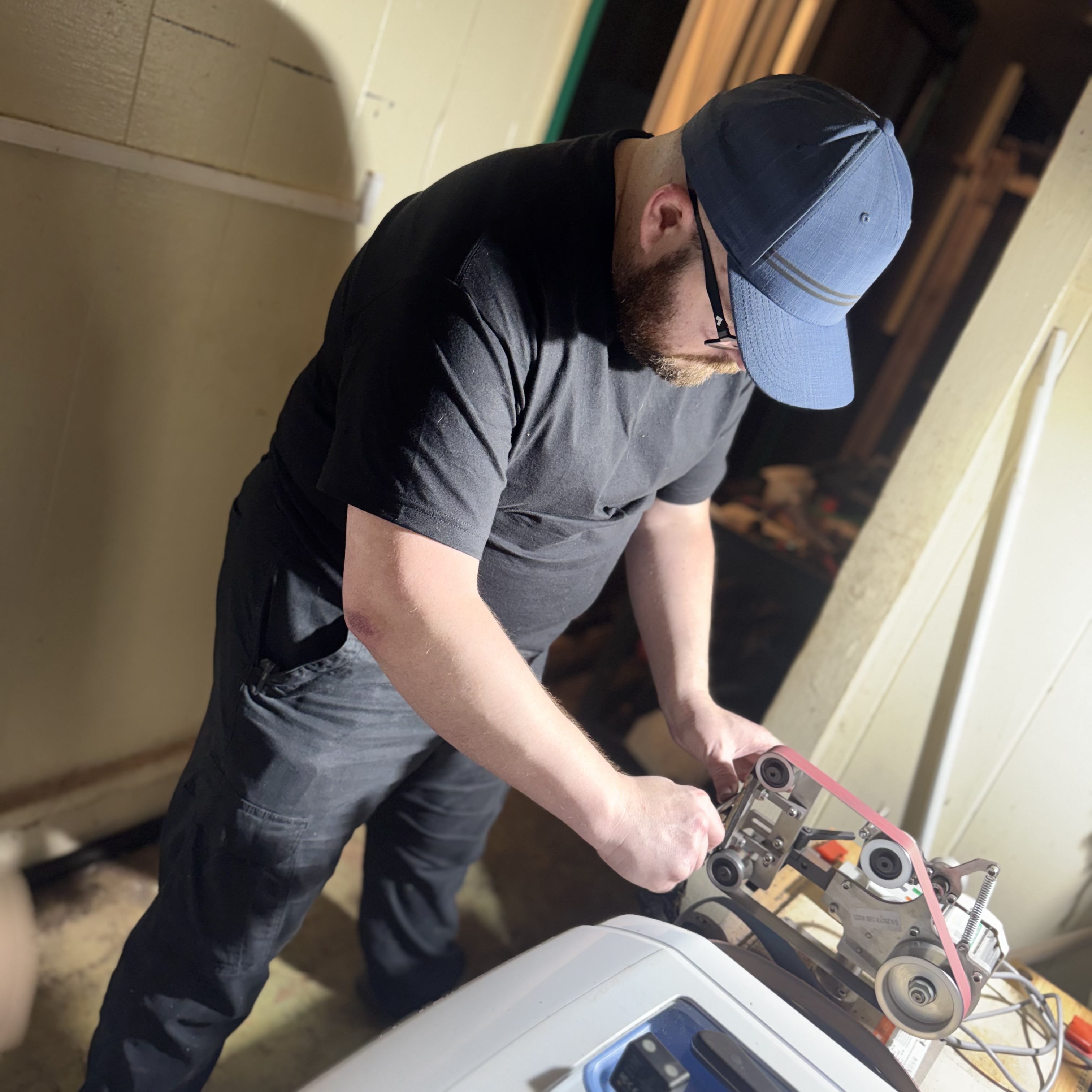 Professional knife sharpening in action at Sharpening Solutions Hawaii